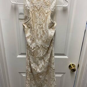 Elegant Cream Lace Overlay Women’s Dress BRIDAL SHOWER DRESS